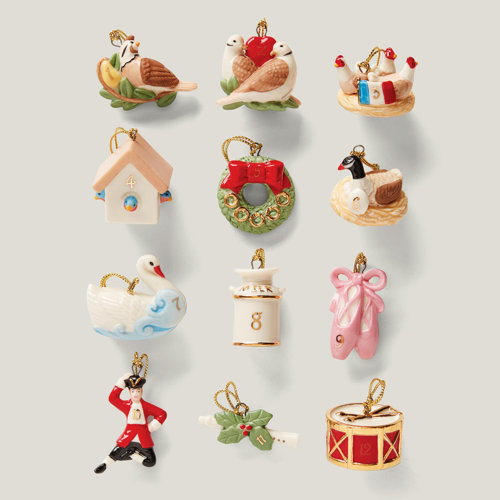 Lenox 12 Piece Christmas Memories Hanging Figurine Ornament Set